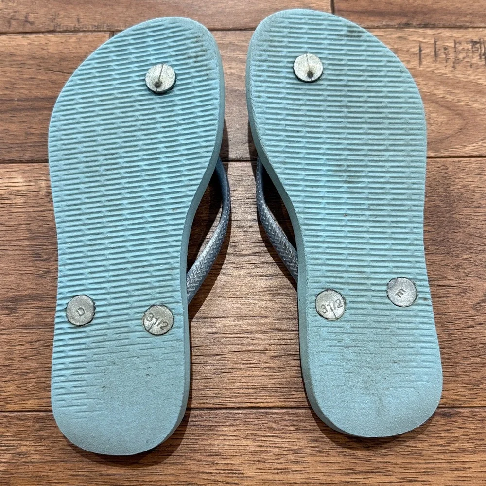 Havaianas Girls Kids Cinderella KIND TO ALL Slim Flip Flops - Size USA 2Y